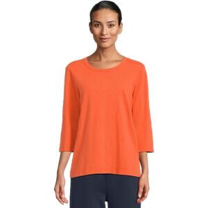 Mododoc Women's Large Orange Clay 3/4 Sleeve Favorite Tee Shirt Crew Neck O8-14